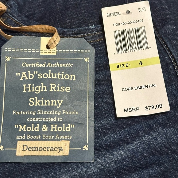 NWT Democracy Ab"solution® High Rise Distressed Blue Denim Skinny Jeans - Picture 14 of 16